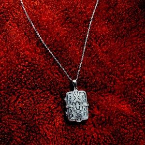 Sterling Silver Oval Design Square Locket Pendant